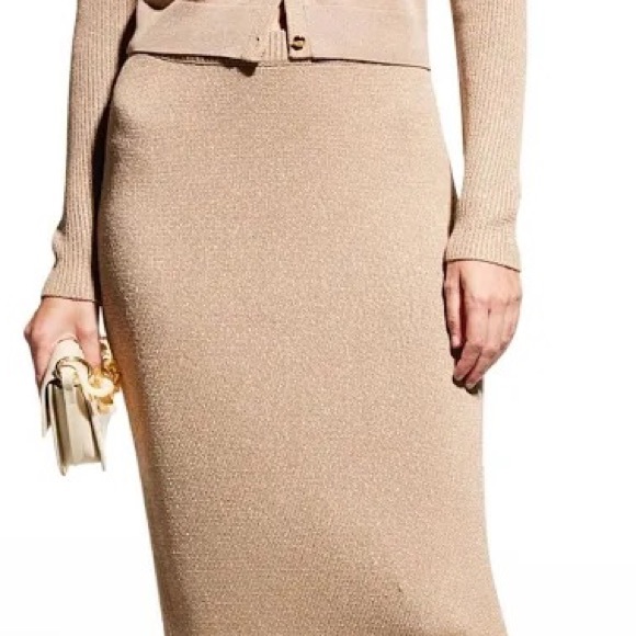 John Signature Label Knit Pencil Skirt, beige-tan, size
